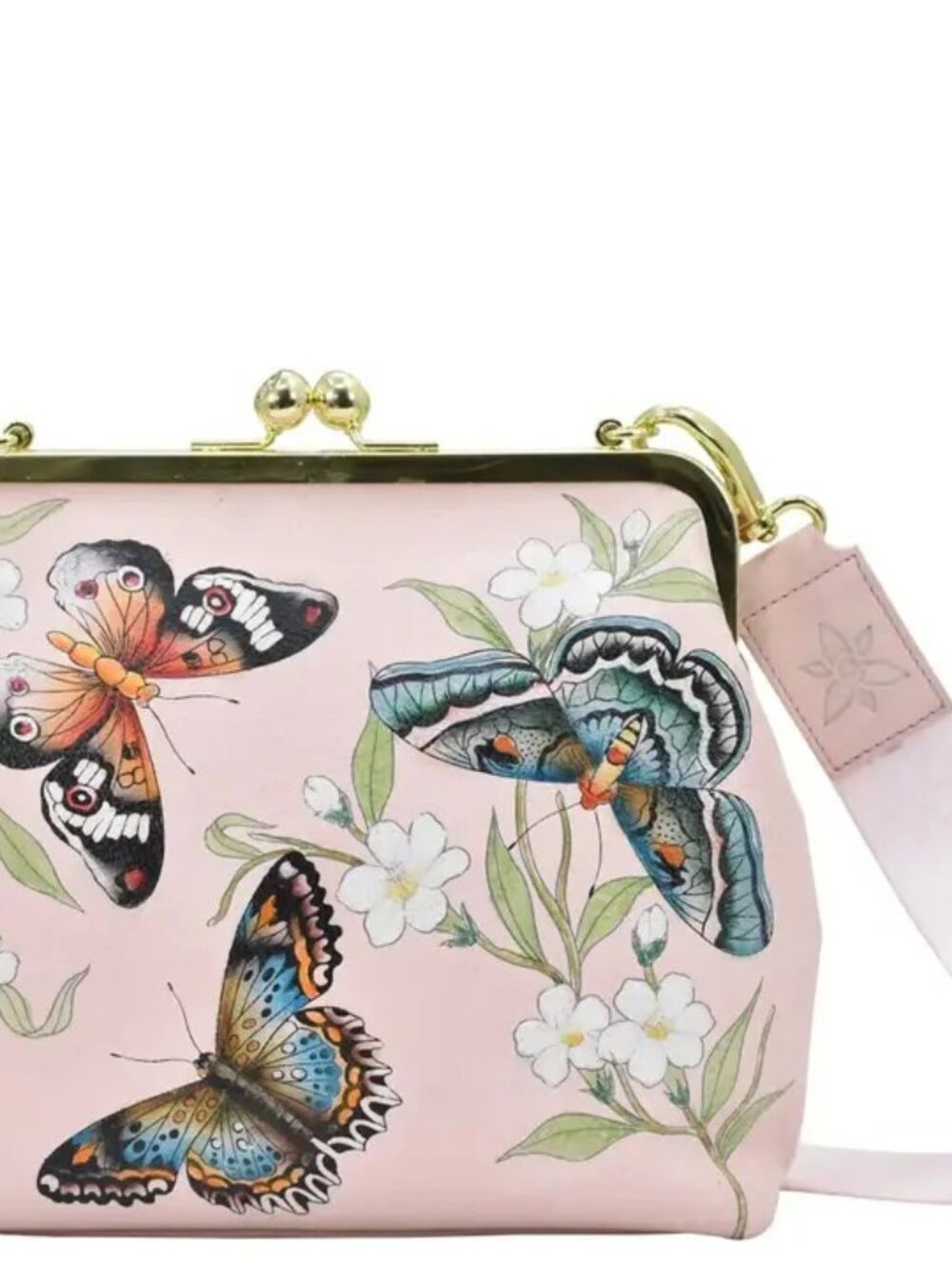 Anuschka hand painted Butterfly Bloom Kisslock Crossbody - Picture 5 of 6
